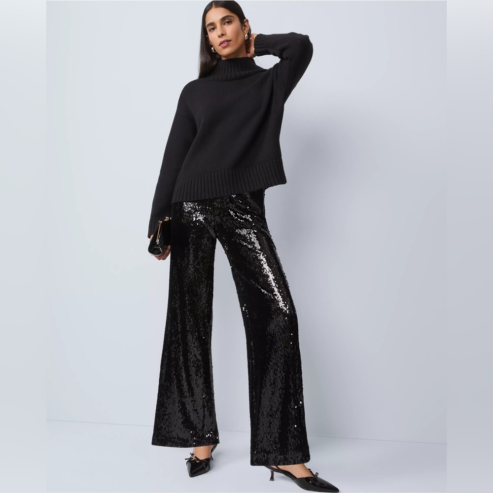 Ann Taylor The Perfect Wide-Leg Pant in Sequin 851327